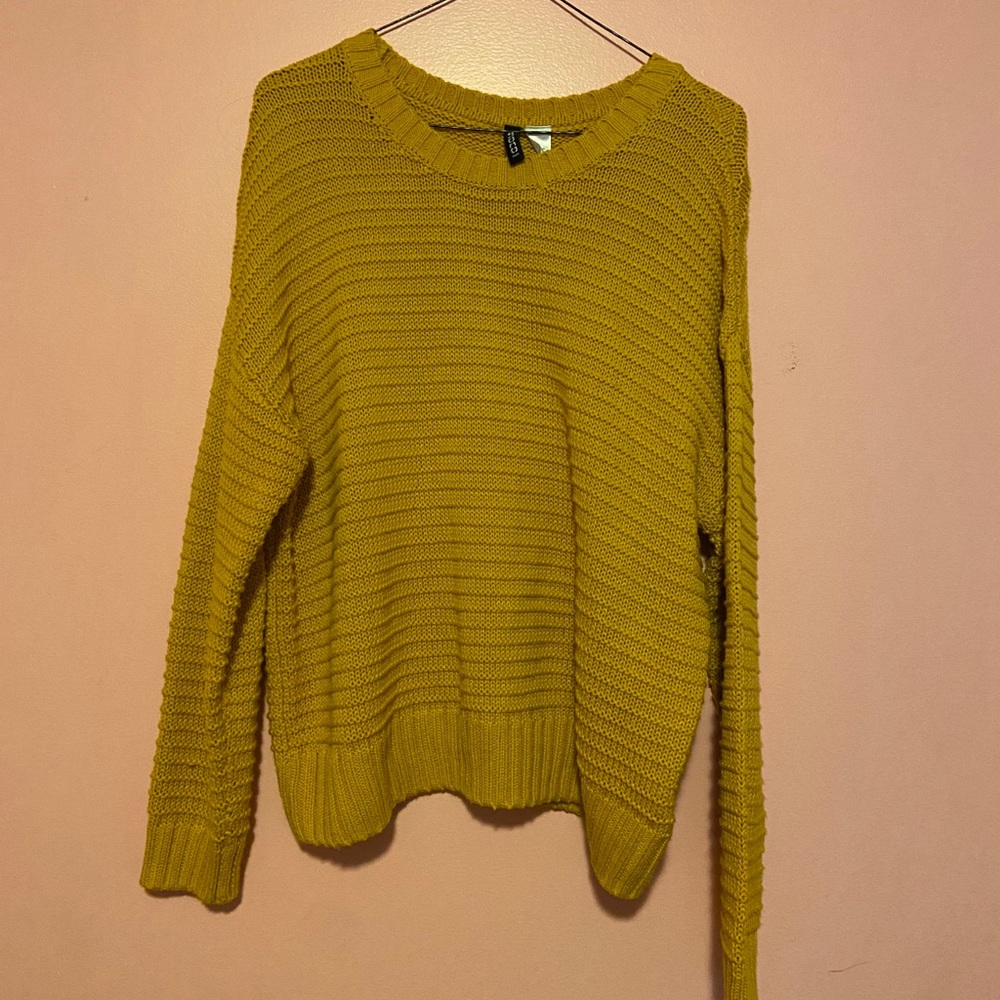 Divided Long Sleeve Slouchy Mustard Sweater
